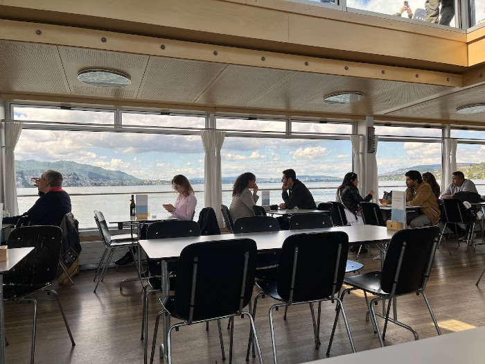 Some recharging in the boat cafe...
