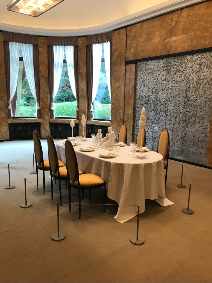 Dining room with view of garden